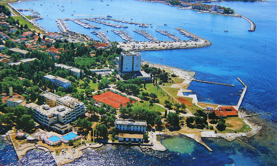 Aerial view of Umag old town on the Adriatic, Istria, Croatia