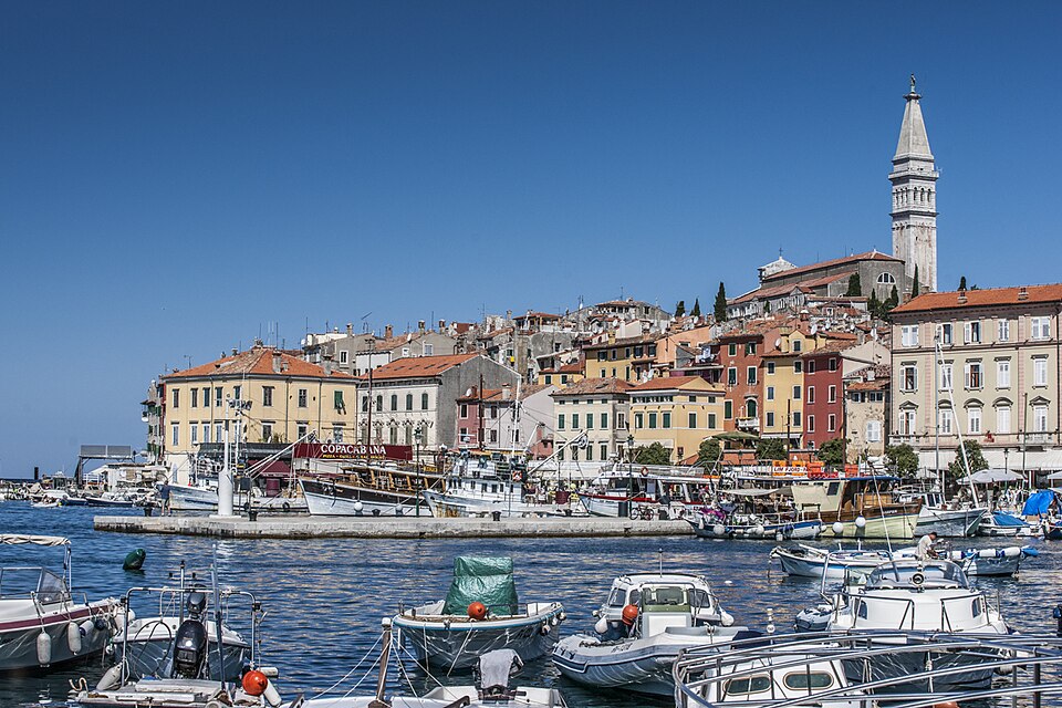 Rovinj harbour and old town on the Istrian coast, Croatia