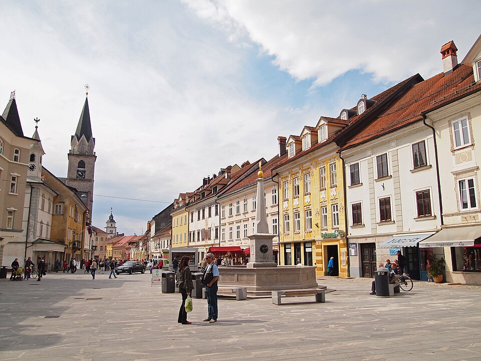 The main square of Kranj old town, Slovenia