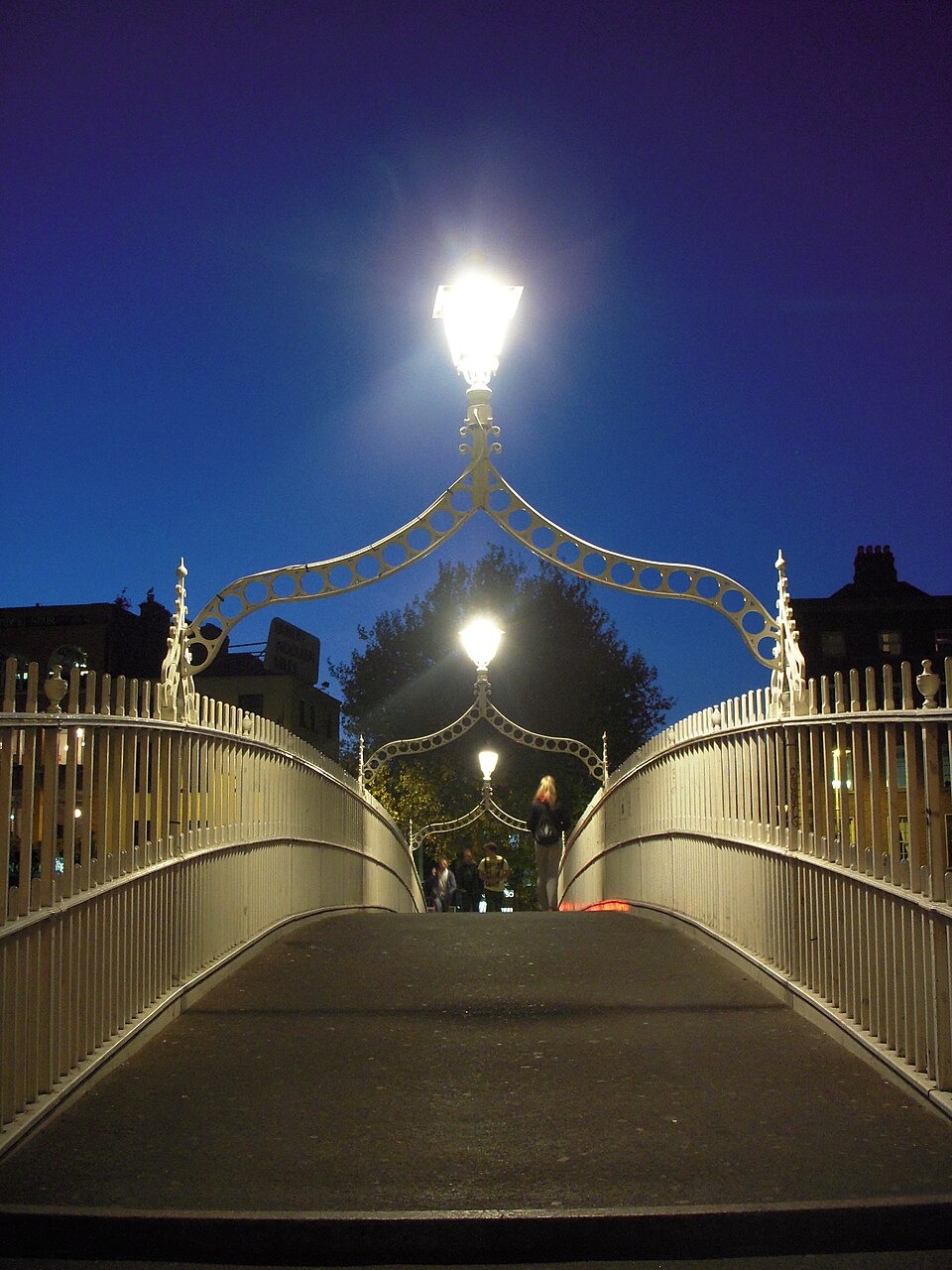 Ha'penny Bridge over the River Liffey in Dublin at evening, Ireland