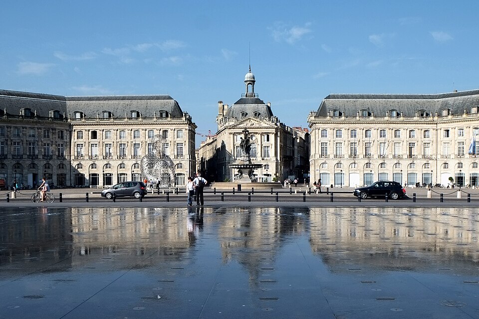 Place de la Bourse and the water mirror in Bordeaux, France
