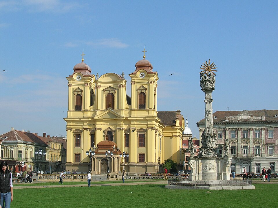 The cathedral dome at Union Square in Timisoara, Romania