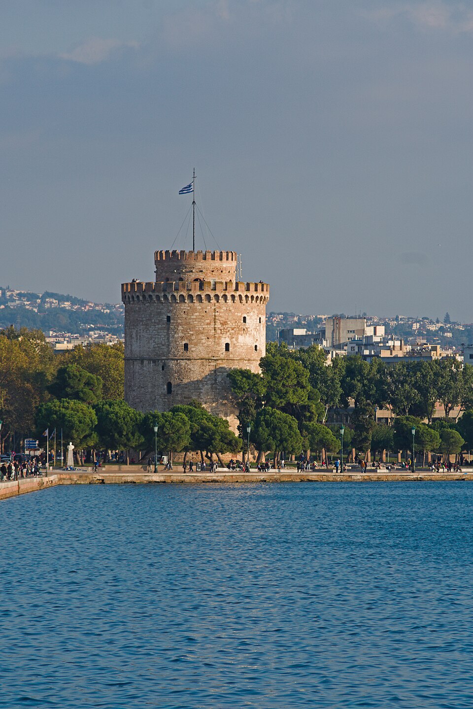 The White Tower of Thessaloniki on the waterfront, Greece