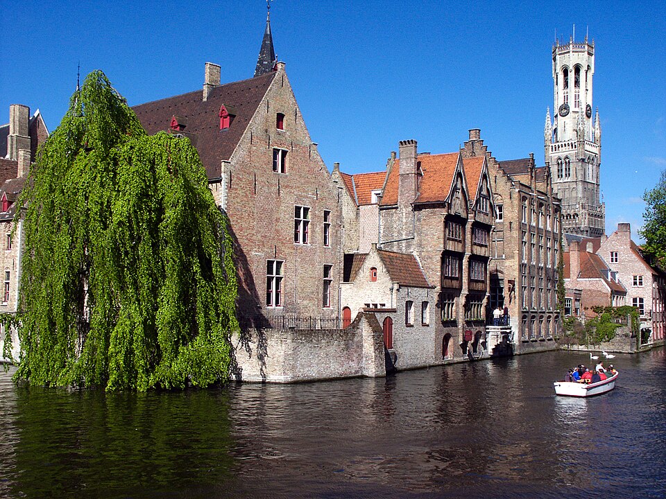 The Rozenhoedkaai canal view in Bruges, Belgium