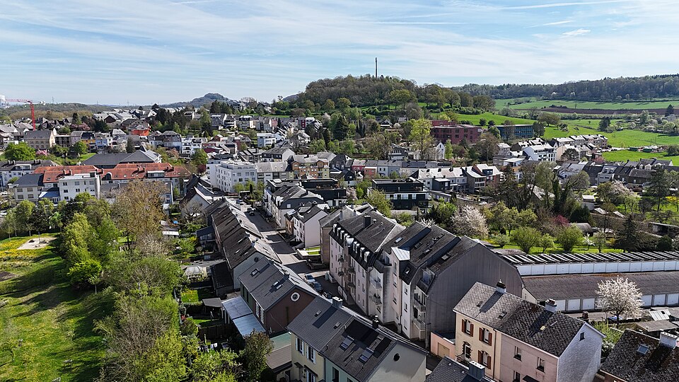 Aerial view of Oberkorn in Differdange, Luxembourg