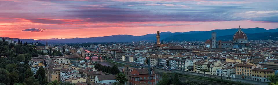 Florence skyline at sunset from Piazzale Michelangelo, Italy