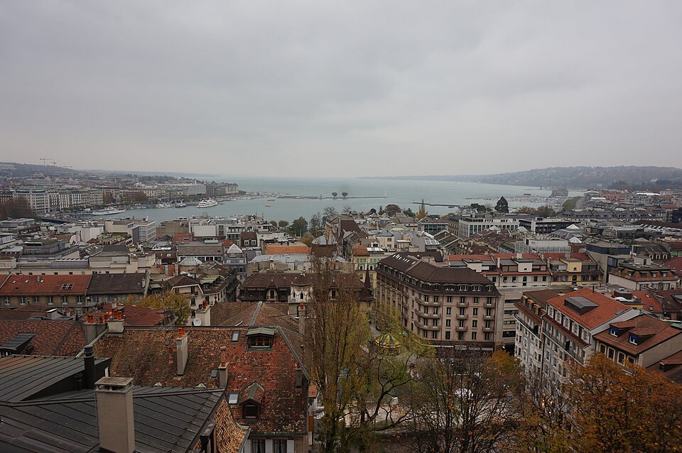 Geneva and Lake Geneva from Saint-Pierre Cathedral, Switzerland