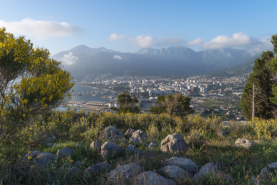 View of Bar and the Adriatic from Volujica hill, Montenegro