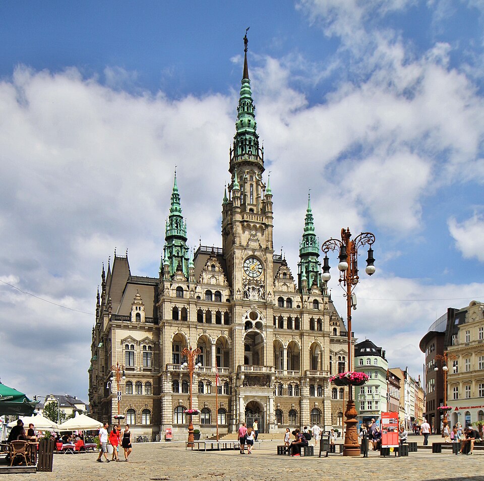Liberec town hall and main square, Czechia