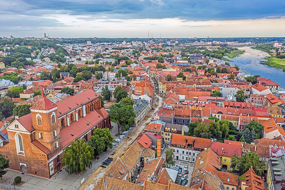 Aerial view of Kaunas Old Town, Lithuania