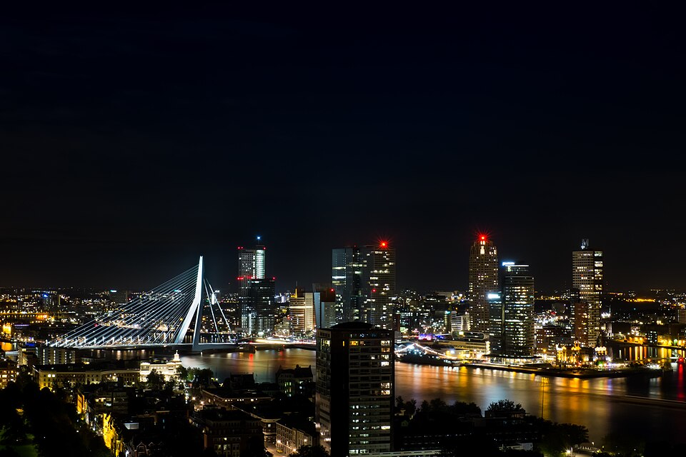 The Rotterdam skyline at night, Netherlands