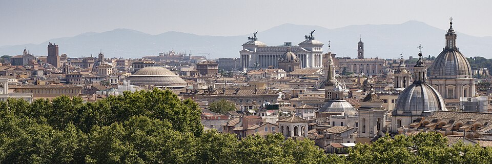 Panorama of Rome with the Vittoriano monument, Italy