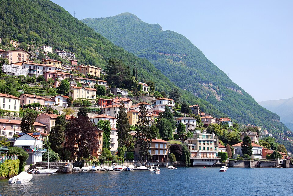 Panorama of Lake Como with the waterfront, Italy