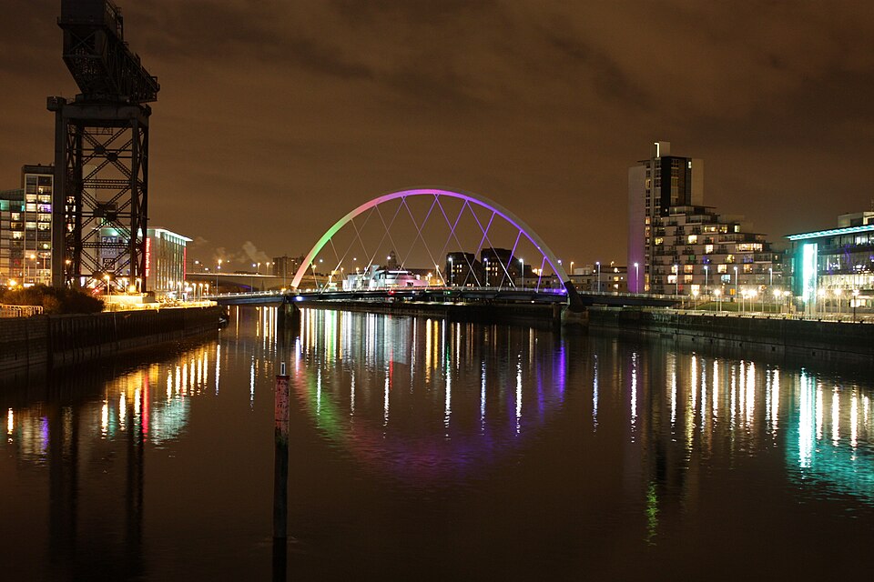 Glasgow city skyline at night, Scotland