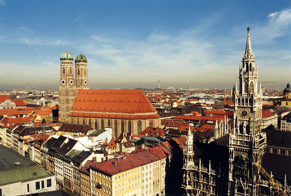 Munich skyline with the Frauenkirche towers, Germany