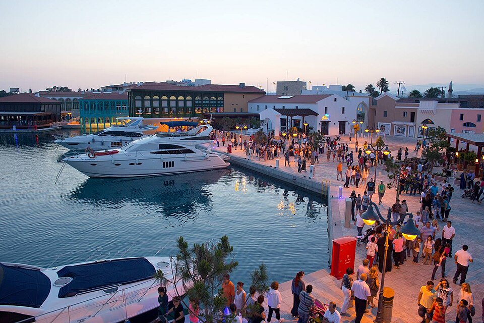 Limassol Marina waterfront with yachts, Cyprus