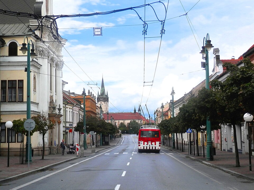 The main street in the historic centre of Presov, Slovakia