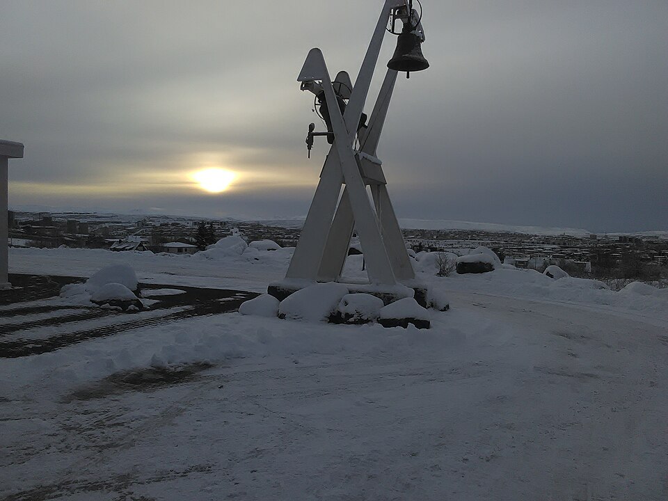 Winter view of Kopavogur near the church, Iceland