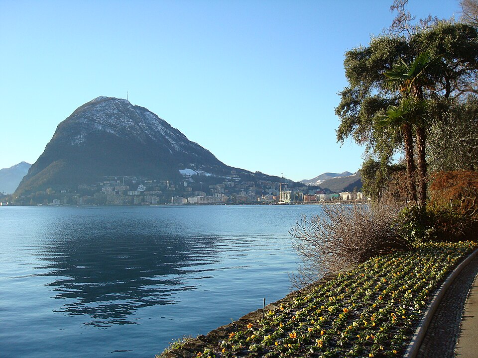 Lugano and its lakefront in Ticino, Switzerland